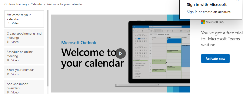 Microsoft Outlook Calendar公式サイト