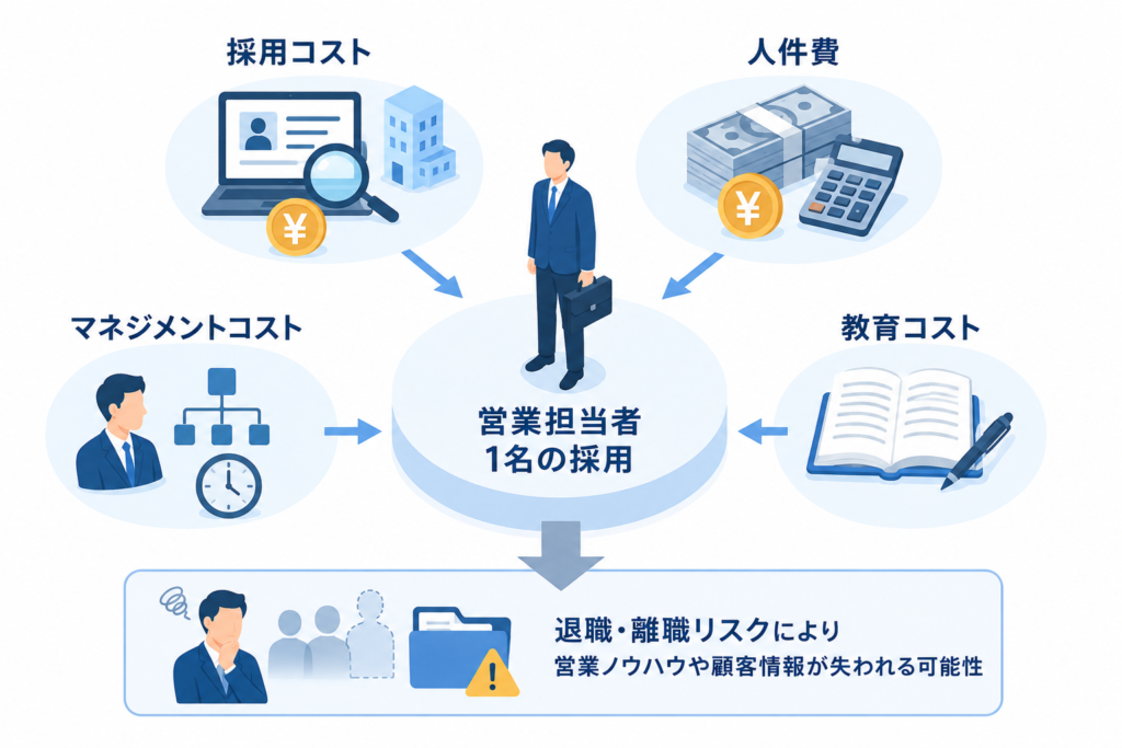 営業担当者1名を採用した場合に発生するコスト
